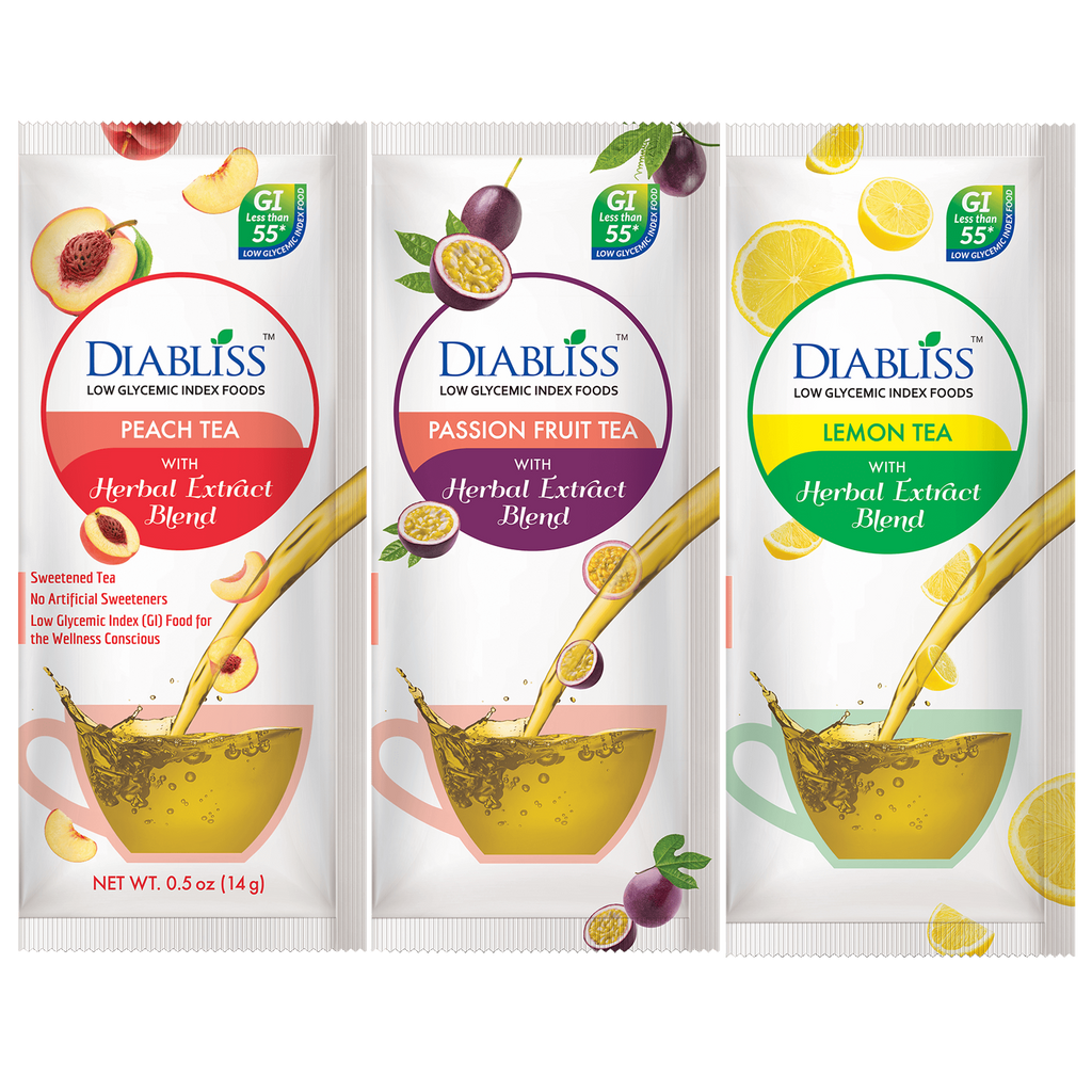 Diabliss Fruit Tea Flavors - Peach, Passion Fruit & Lemon